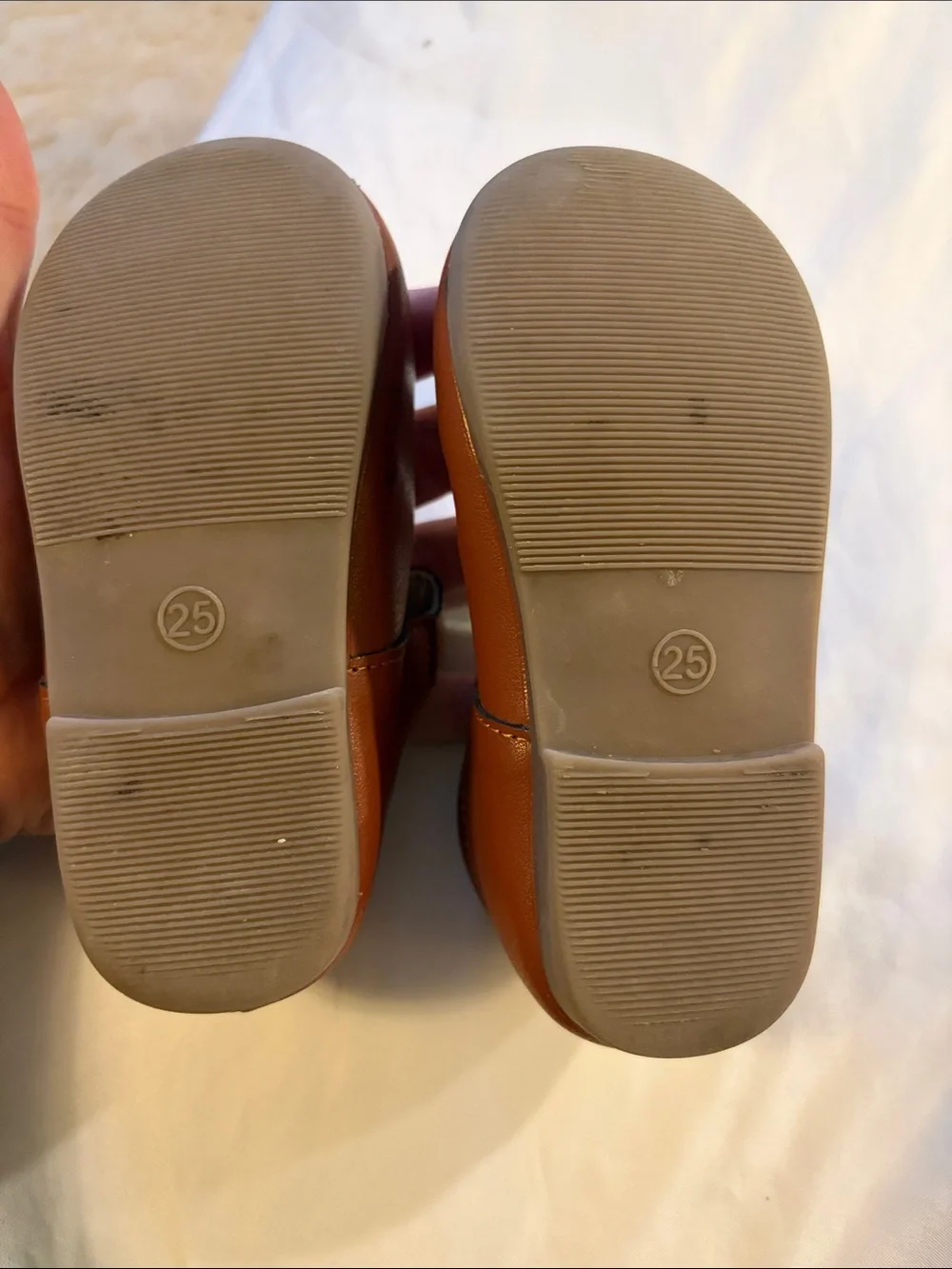 Children's Tan Mary Jane Dress Shoes with Buckle Strap